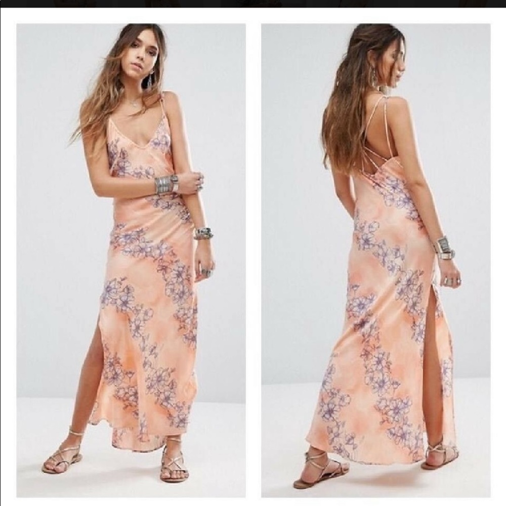Beautiful free people floral pink slip dress